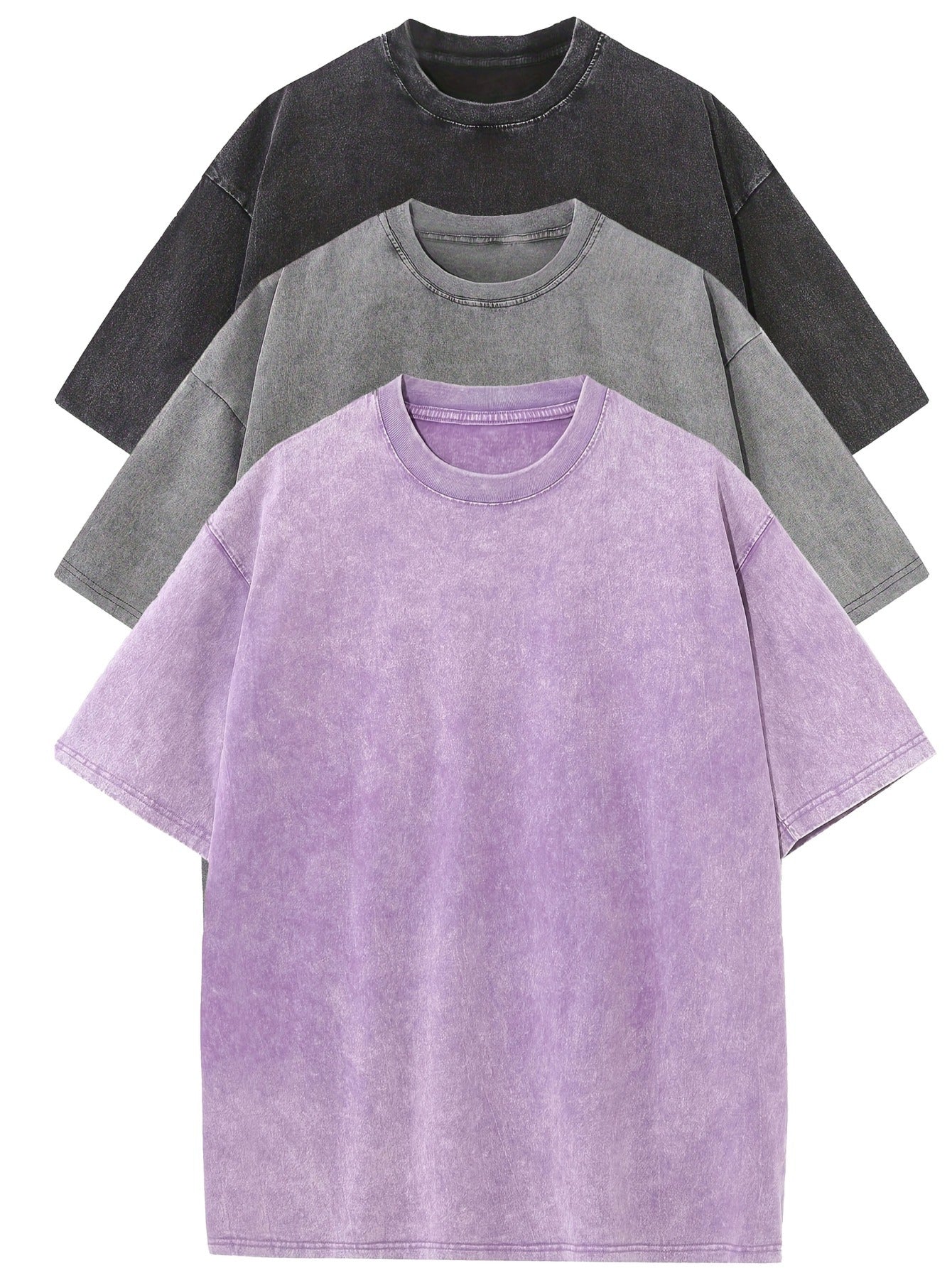 Conjunto de camisetas oversized de algodón casual - Paquete de 3