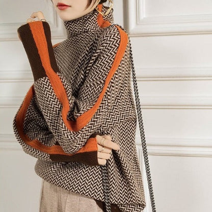 Lucia | Jersey de cuello alto con llamativas rayas contrastantes