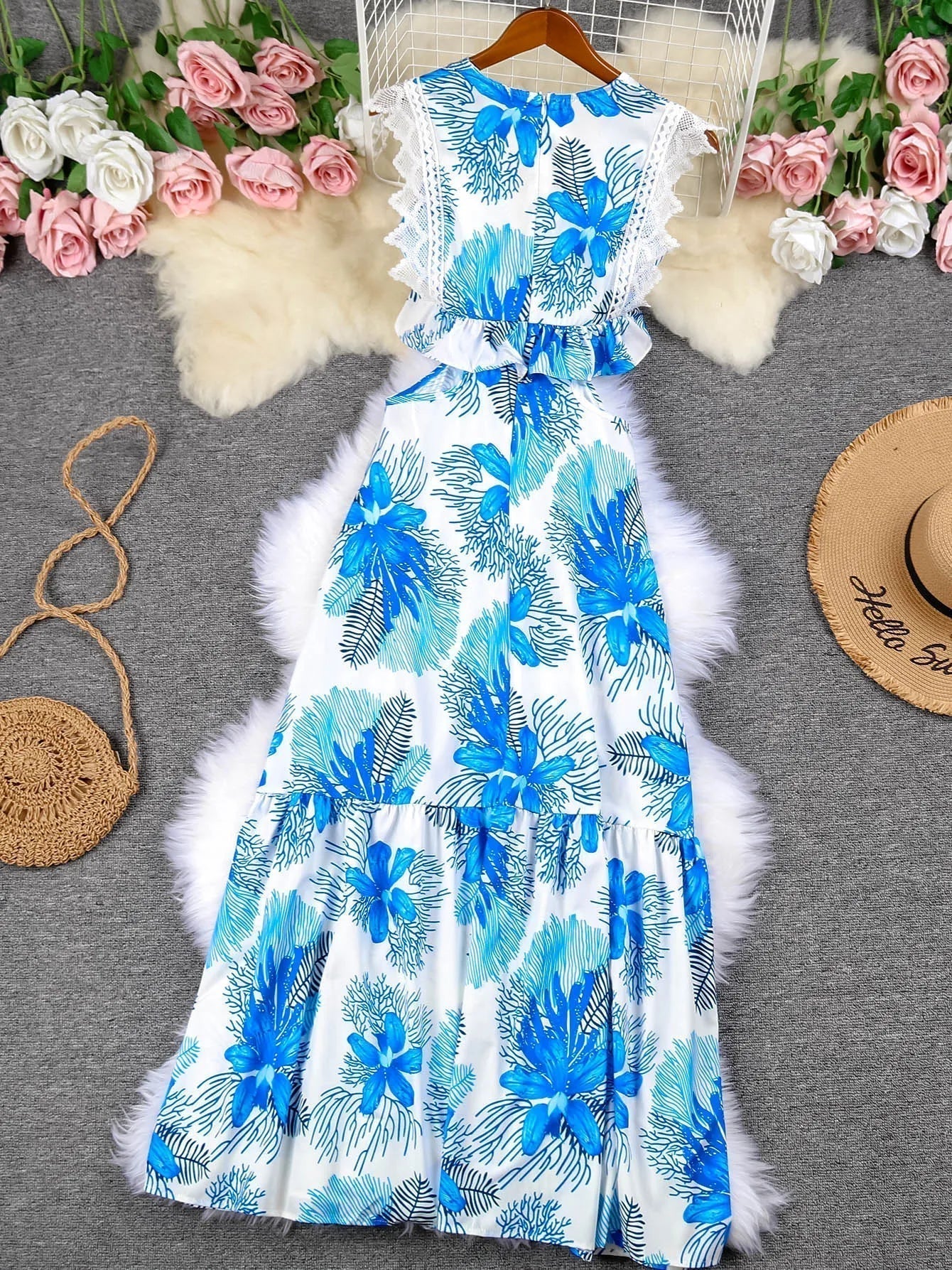 Vestido Margie de Encaje Sin Mangas Tendencia