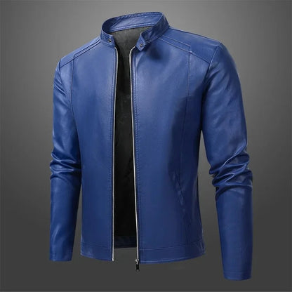 Elegante chaqueta de motorista de cuero para hombre